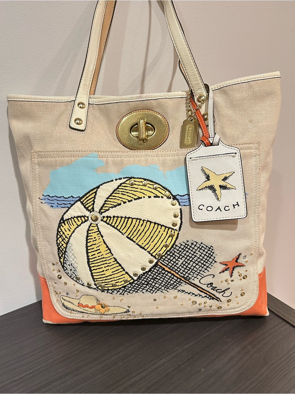 Coach Pierre Le-Tan Beach Umbrella Canvas Tote (Style# 14962) limited-edition - Picture 7 of 16